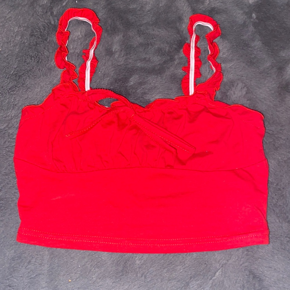 Red cropped tank top
